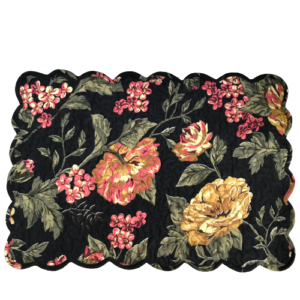 Black Floral Rectangular Placemats(Set of 4)