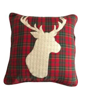 Plaid Reindeer Pillow Cover