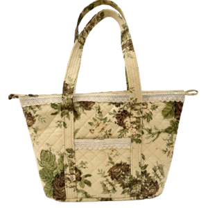 Vintage Cabbage Rose Quilted Tote Bag
