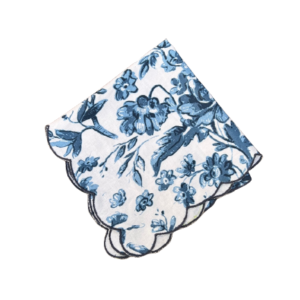 Blue Floral Scalloped Napkin (Set Of 4)
