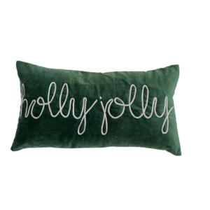 Holly Jolly Green Velvet Pillow Cover