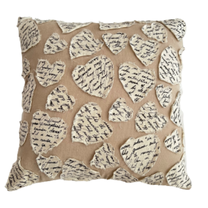 Calligraphy Heart Applique Pillow Cover