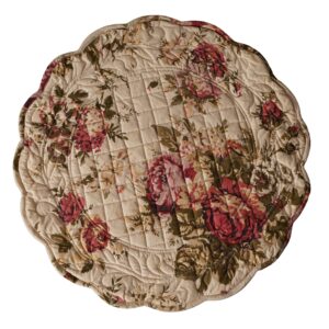 Tea Rose Round Quilted Placemats (Set of 4)