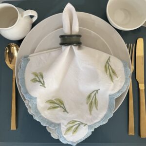 Scallop Leaf Embroidered Luxe Napkin (set of 4pcs)