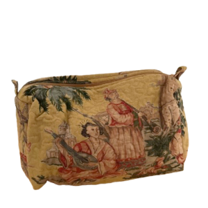 Mustard Farmland Toile Print Travel Pouch