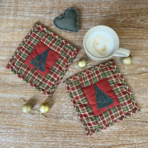 Patchwork Christmas Tree Coasters (Pack of 4)