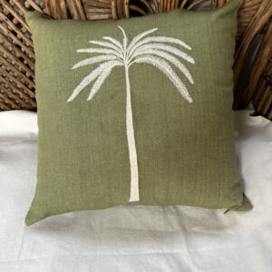 Linen Palm Tree Pillow Cover