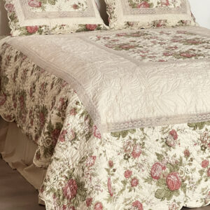 Pink Rose Lace Cotton Bedding Set