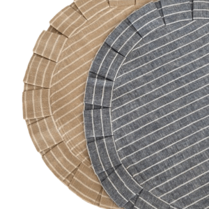 Pleated Stripe Round Linen Placemat (Set of 4)