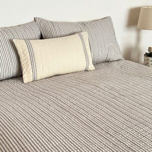 Yarn Dyed Stripes Hand Quilted Bedding Set