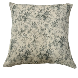 Jade Floral Linen Pillow Cover