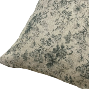 Jade Floral Linen Pillow Cover